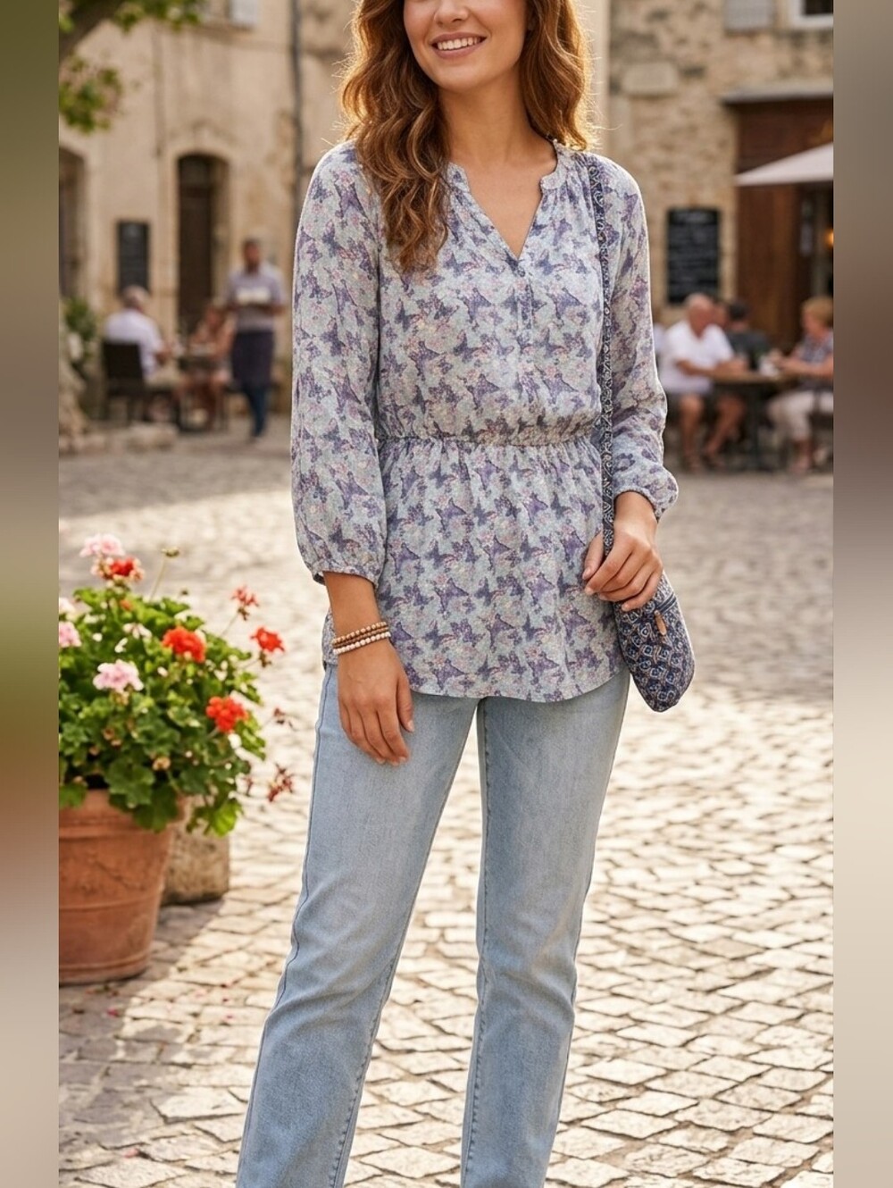 Mossimo Supply Co. Pastel Floral Peasant Tunic in Light Blue and Lavender